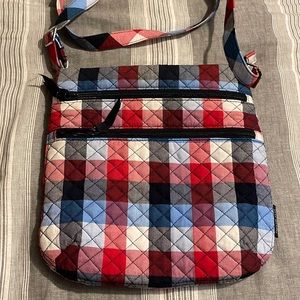 Vera Bradley Triple Zip Hipster Crossbody Purse & ID case wallet Patriotic plaid